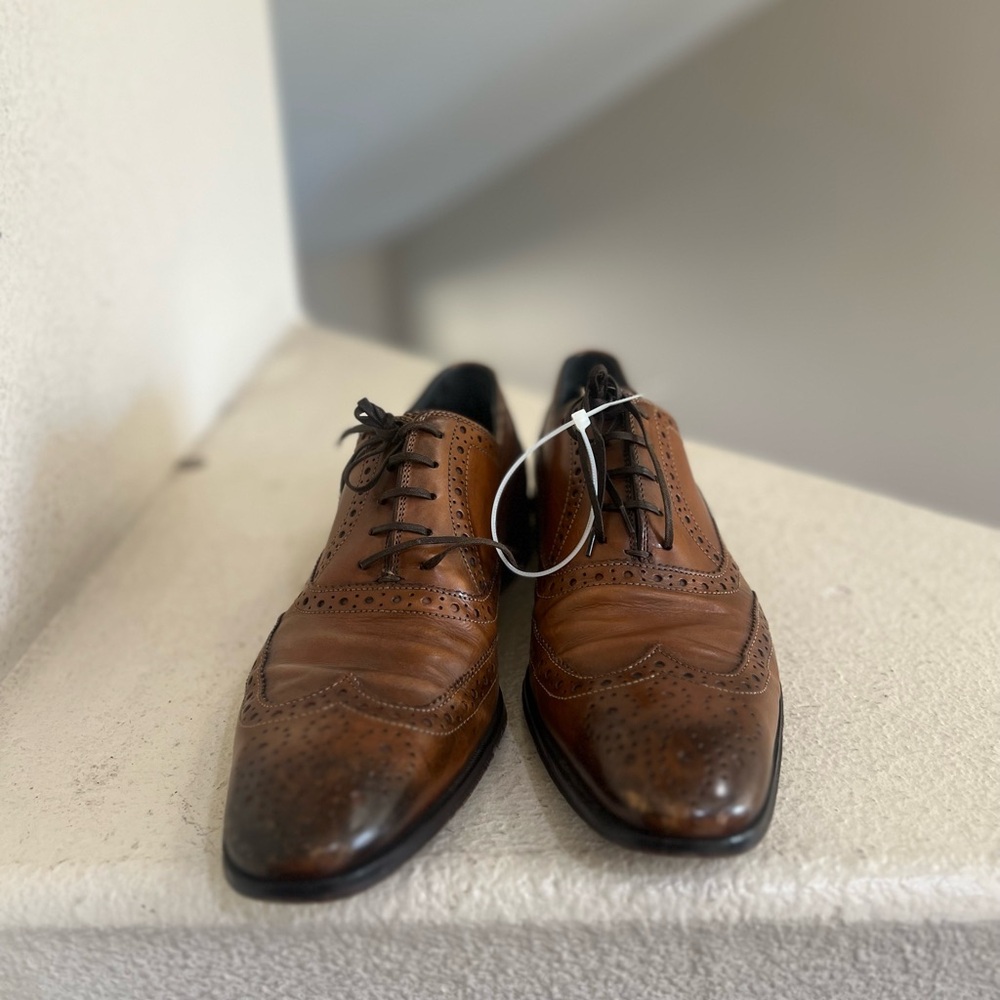 To Boot New York “Windsor Burnished Lace Ups Cognac Shoes Made in Italy Sz 10.5 - Picture 4 of 11